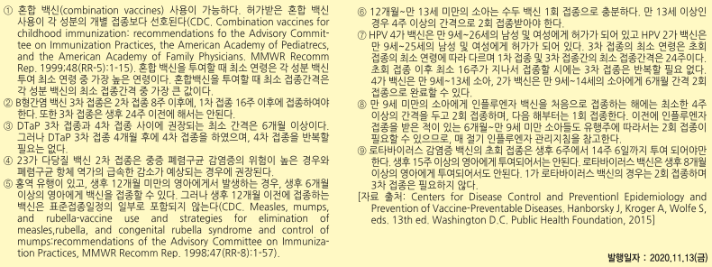 어린이 예방접종 각 백신의 최소 접종간격